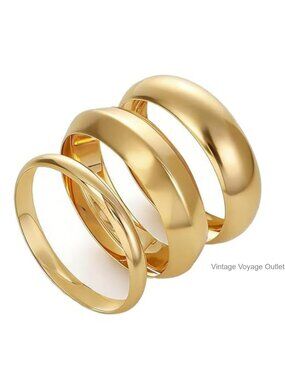 Chunky Gold Bangle Bracelet Set Wide Cuff Stackable Statement Jewelry Gift
